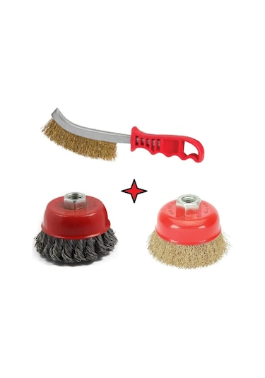 3 Parça Çanak Spiral Çelik Tel Fırça Burgu Çelik Fırça Kalın Ince