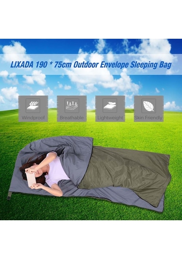 Lixada190 75cm Açık Zarf Uyku Tulumu Kamp Seyahati Koyu Yeşil