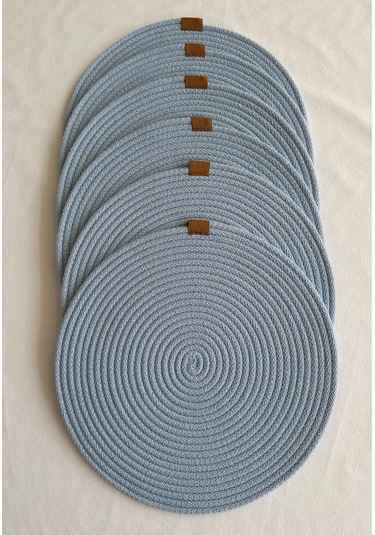 Yuvarlak Amerikan Servis Sofra Altlığı, Masa Dekoru Supla 33x33 6lı Açık Mavi