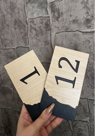 Meşe Serisi 1-12 Arası 12 Adet MDF Kapı Numarası