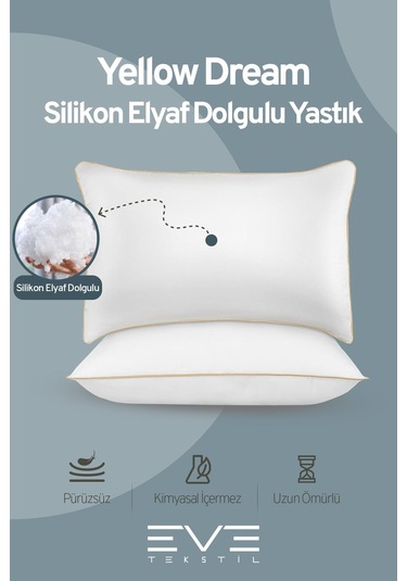 Eve Tekstil 10 Adet Yellow Dream Serisi Fermuarlı Antialerjik Silikon Elyaf Dolgulu Yastık 50x70cm 1200gr