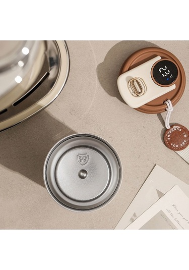 Fastbuy Akıllı Sıcaklık Ölçerli 450ml Paslanmaz Çelik Termos - Taşınabilir Ofis & Seyahat Kahve Bardağı Kahverengi Kahverengi