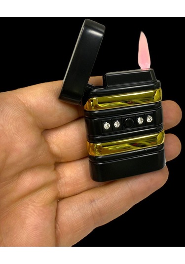 Shayu Pürmüzlü Çakmak Füme Sarı Zirkon Taşlı Füme - Sarı