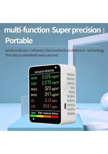 Xinxin Pm2.5/pm10 Hava Kalitesi Dedektörü İç Mekan Hava Kalitesi Monitörü Siyah