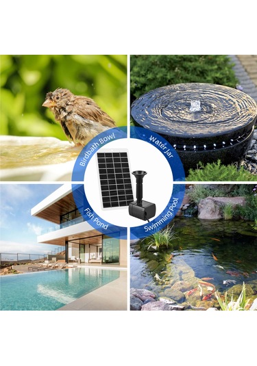 Symbee Güneş Enerjili 4w Usb Çıkışlı 9 Başlıklı Otomatik Bahçe Çeşme Pompası - 120l/h Akış, 50cm Basma Yüksekliği