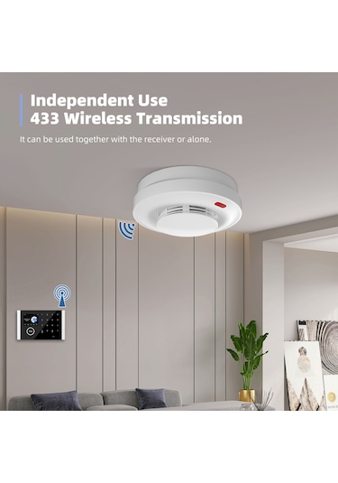 Symbee Duman Dedektörü - 360 Derece Algılama, Yüksek Sesli Alarm, 433mhz Kablosuz İletim, Otomatik Kontrol