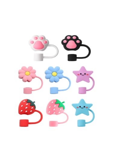 Kosona 3'lü Yeniden Kullanılabilir Ayı Desenli Silikon Pipet Koruması - Gıda Grubu