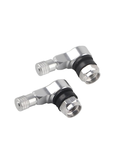Konesam Alüminyum Alçıksız Motosiklet Lastik Valfi Gümüş - 90 Derece, Hava Basıncı Kontrolü, Kaçak Engelleme, 1 Çift