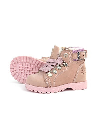 Rakerplus Griffon Hakiki Deri Pembe Simli Fermuarlı Kız Bebek Bot Pembe