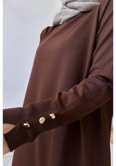 A Form Işıltılı Merserize Tunik - Kahverengi