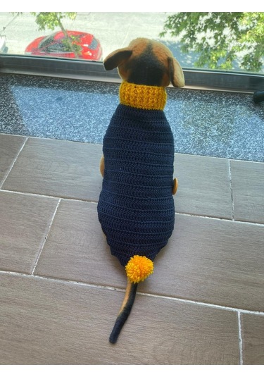 Pati Kedi Köpek Örme Ponponlu Düğmeli Kıyafet Giyim Pet
