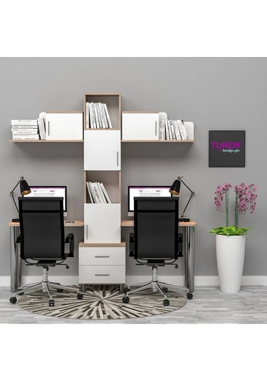 Moda Çiftli Çalışma Masası Mdf Antrasit Moda Çiftli Çalışma Masası Mdf Antrasit