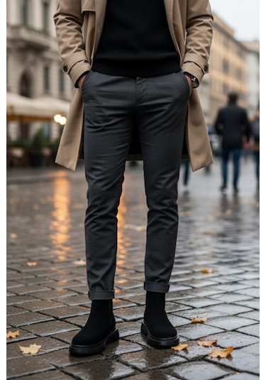 Muggo Chelsea Hakiki Deri Çift Fermuarlı Garantili Erkek Kışlık Bot Siyah