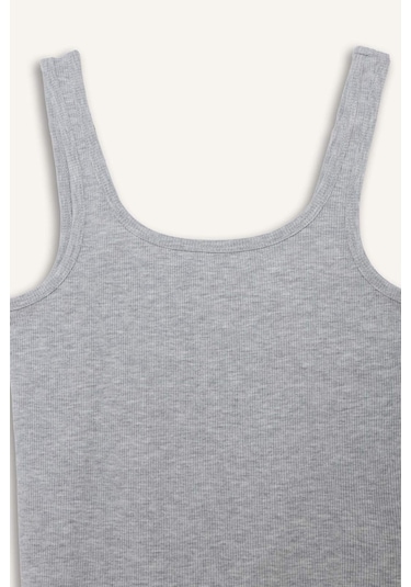 Defacto Slim Fit Dar Kesim Basic Düz Yuvarlak Yaka Fitilli Kaşkorse Atlet E5540ax26spgr93 Gri-gr93