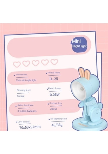 Metabagua Led Gece Işıkları Karikatür Hayvan Katlanır Masa Lambası Sevimli Evcil Hayvan Şeklinde Göz Koruma Lambası, Yeşil Pqoh0y Beyaz