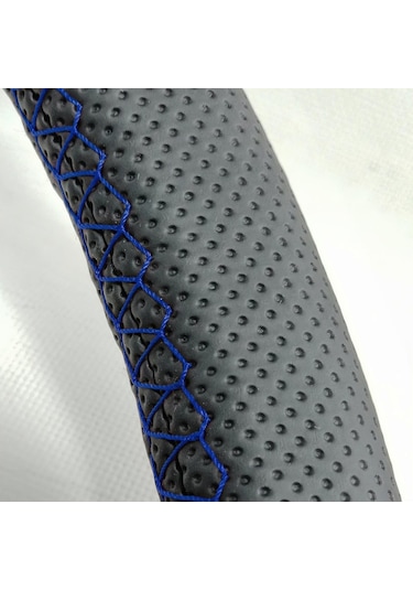 Renault Kangoo Uygun Deri Direksiyon Kılıfı Sarmalı Dikmeli Mavi Dikişli Kokusuz Mavi