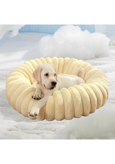 Gateesat Bej 60cm Ekstra Büyük Yıkanabilir Yatak Tüylü Köpek Kedi Yatağı