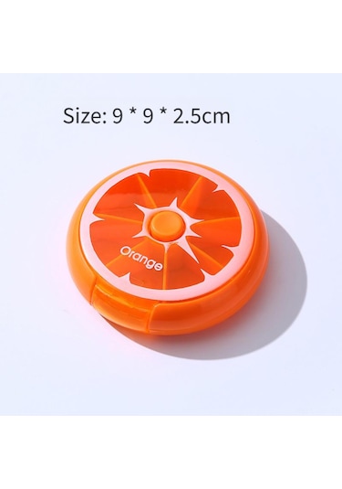 Mufunye 7 Günlük Döner 3 Bölmeli Mini İlaç Kutusu, Tıbbi Plastik, Taşınabilir, Gizli Kilitli Turuncu