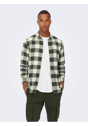 Only & Sons Onsgudmund Erkek Kareli Gömlek Yeşil 001