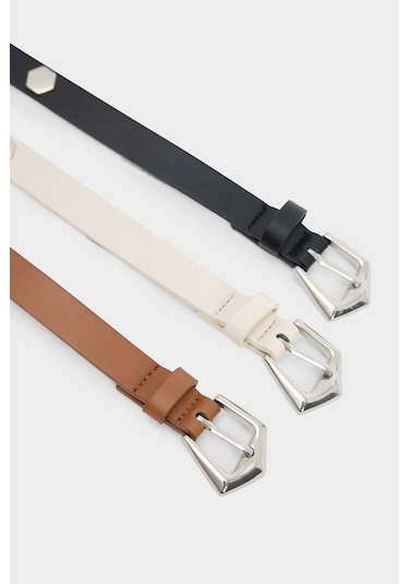 Defacto Kadın Suni Deri 3lü Günlük Kemer F3366axnskr1 Çok Renkli