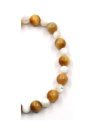 Alibaba Doğaltaş Kaplan Gözü Sedef Doğal Taş Makrome Örme Bileklik Çok Renkli