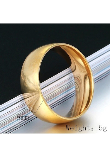 8 Mm Geniş Bombeli Çelik Alyans Çifti Söz Yüzüğü Sarı Cl13 Gümüş