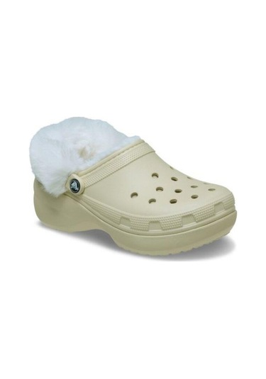 Crocs Classic Platform Fuzz Lined Clog Bone Terlik 212854 2y2 Bej