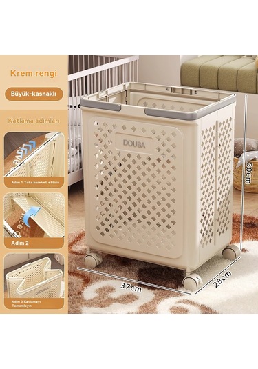 Çocuk Oyuncak Saklama Sepeti Büyük Kapasiteli Bebek Bebek Bebek Ev Peluş Bebek Yapı Taşı Bitirme Kutusu Saklama Kutusu Bej