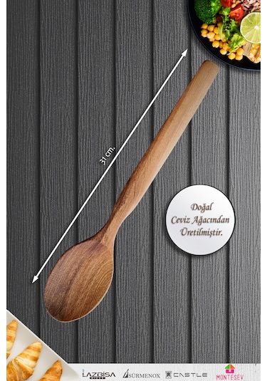 Doğal Ceviz Ağacı Ahşap Tahta Kaşık Seti Ağaç Kaşık 2li Set 03 Ahşap