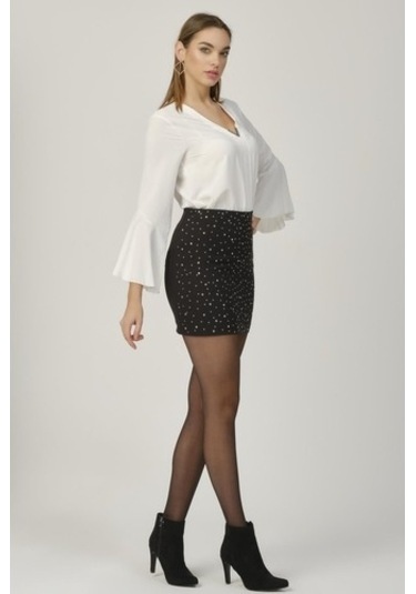 Shahiqa Kadın Parlak Taşlı Mini Etek