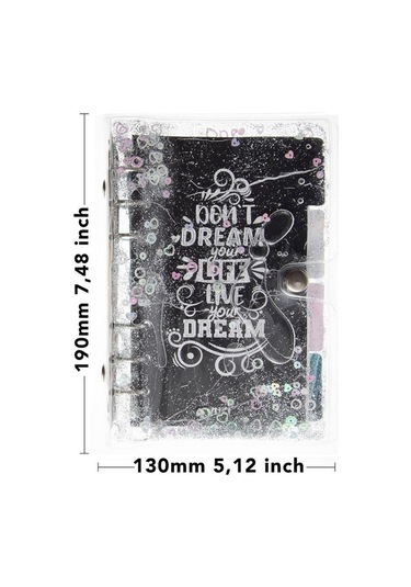 Mekanizmalı Simli Ve Sulu Kapaklı Desenli Defter Siyah