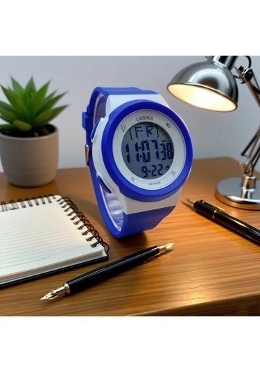 Primepickings Siyah Çocuklar İçin Dijital Alarmlı Su Geçirmez Öğrenci Saati Siyah