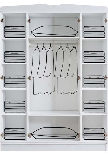 Gardırop, Cunda Mdf Ön Yüzeyli 4 Kapaklı Dolap Çok Renkli