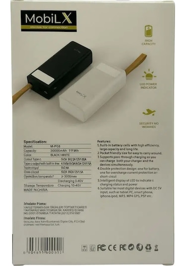 Mobilx 30000 Mah 22.5w Hızlı Şarj Powerbank Siyah
