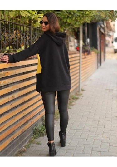 Incebelli Iç Şardonlu Bir Beden Ince Gösteren Yüksek Bel Mat Deri Taytsiyahm Siyah