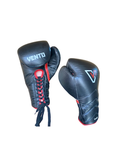 Vento Reaper Bağcıklı Hakiki Deri Boks Ve Kick Boks Eldiveni Siyah Siyah