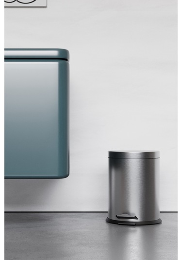 Paslanmaz Çelik Çöp Kovası-5 Litre Pedal & Amortisör Ve İç Kovalı Krom