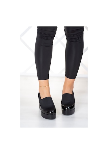Erkan Saçmacı Sofia Siyah Streç Dolgu Topuklu Günlük Ayakkabı
