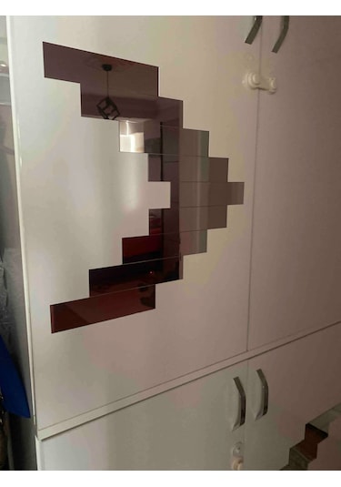 Tuğla Desenli Dekoratif Aynalı Gümüş Pleksi 10'lu