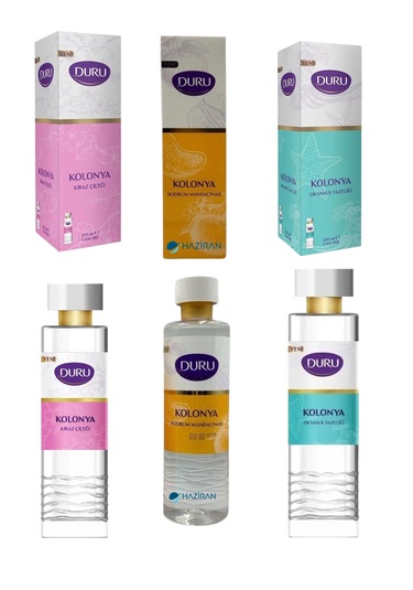 Duru Bodrum Mandalinası + Kiraz Çiçeği + Okyanus Tazeliği Cam Şişe Kolonya 3 x 200 ML