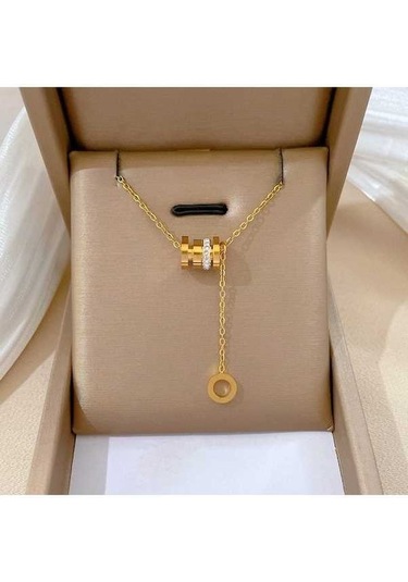 Dancemonkey Titanyum Çelik Geometrik Hayvan Kadın Kolye-jhxl44 Altın