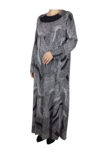 Anne Desenli Kulplu Elbise Anne3 Siyah