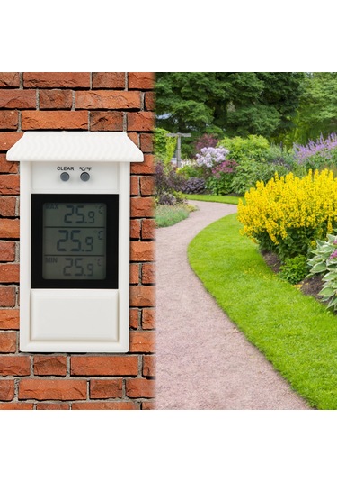 Xindoker Bahçe Ve Dış Mekanlar İçin Su Geçirmez Beyaz Dijital Termometre, Asma Kanca Ve Geniş Ölçüm Aralığı -20 C/+50 C İle Sıcaklık Ölçer