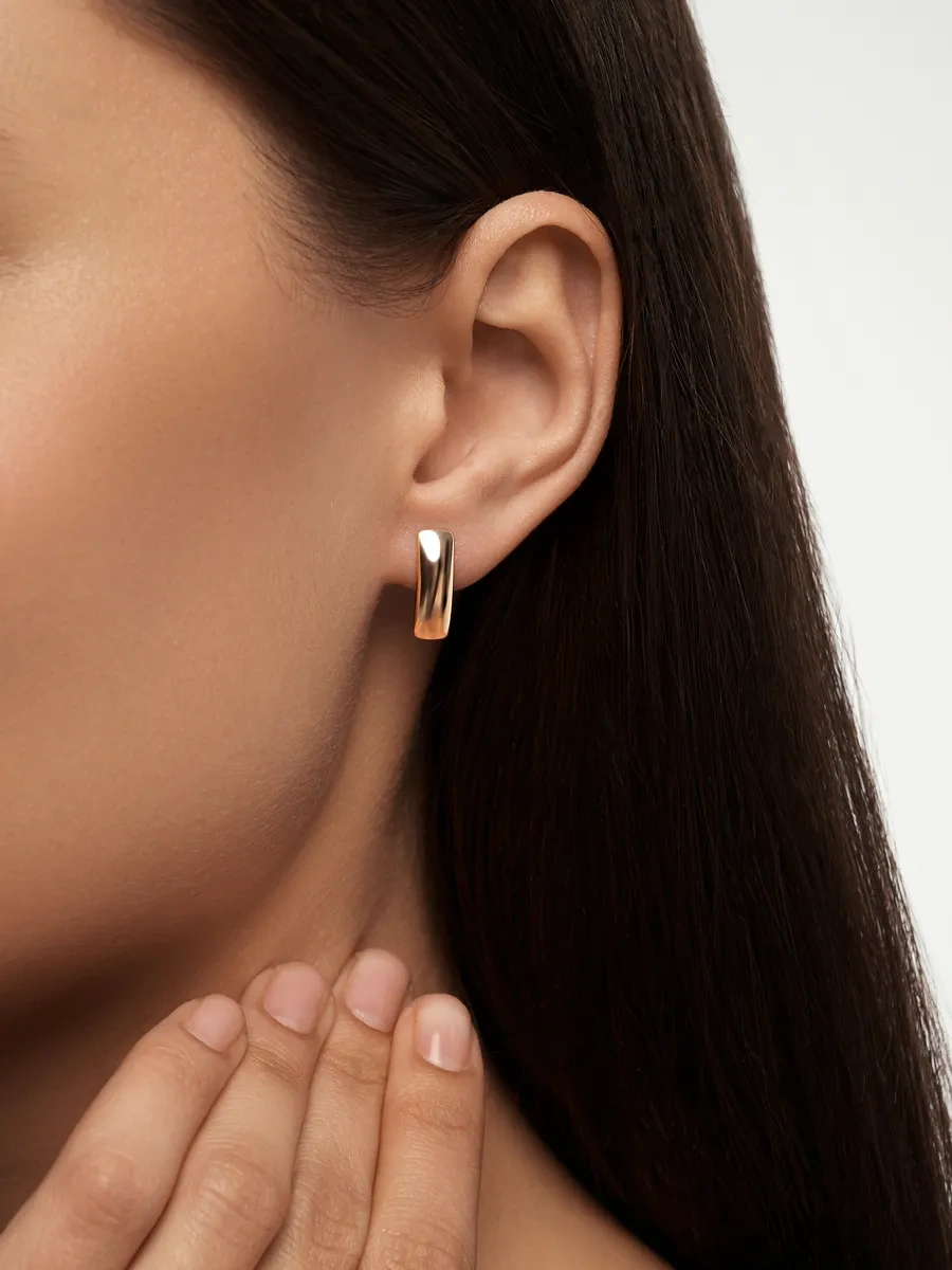 Mıx Jewelry 925 Ayar Gümüş Altın Kaplama Küpeler, İngiliz Kilit 369531560 beyaz