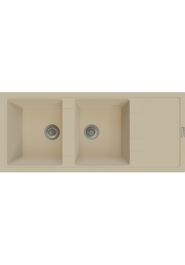 Polex Cristalüx Granit Evye P-X116 Bej 2 Hazneli Tezgah Altı Ve Tezgah Üstü Mutfak Evyesi 116.5x50.8 CM