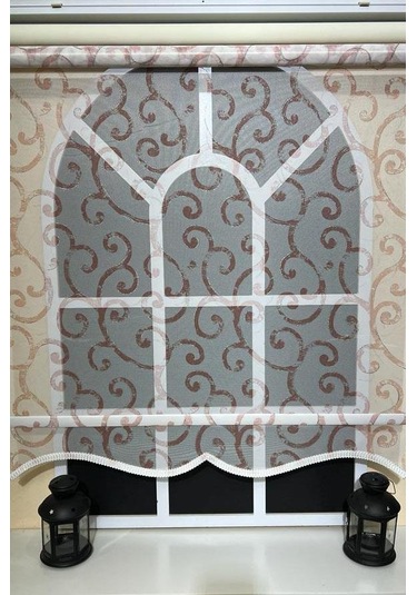Çift Mekanizmalı Desenli Tül Stor Perde Pembe Baskı Stb-106