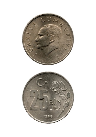 25.000 Lira 1996 Çil Eski Madeni Para