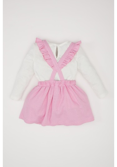 DeFacto Kız Bebek 2'li Takım Bisiklet Yaka Uzun Kollu Üst Askılı Salopet Elbise D9326A525SPPN444 Pembe DeFacto Kız Bebek 2'li Takım Bisiklet Yaka Uzun Kollu Üst Askılı Salopet Elbise D9326A525SPPN444 Pembe