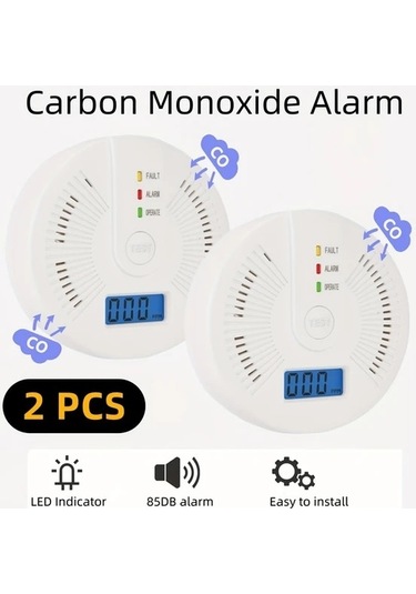 Sandwich Karbonmonoksit Dedektörü Alarm 2 Adet Dijital Ekranlı Pil Operasyonlu Test Çubuğu Kolay Kurulum