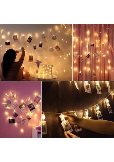 Nettenevime Led Mandal Işıklı Fotoğraf Mandalı 20 Li